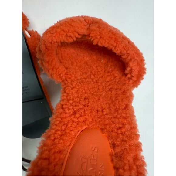 NEW HERMES ORAN SHEARLING WOOL ORANGE SANDALS WOMENS 41,5 EU/ 11 US See Notes - Picture 5 of 16
